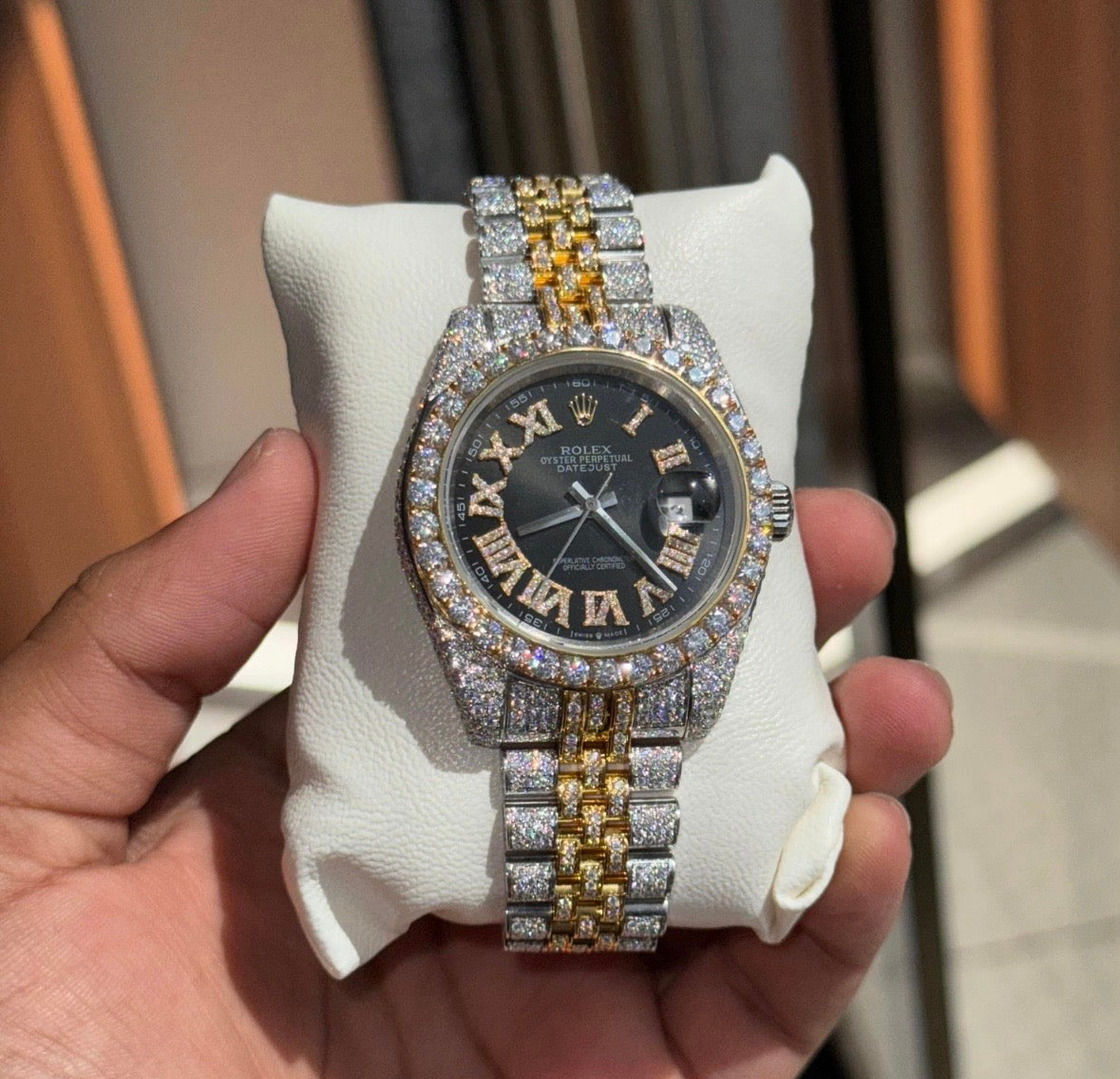 VVS-1 Moissanite Diamond Watch With Box & Papers