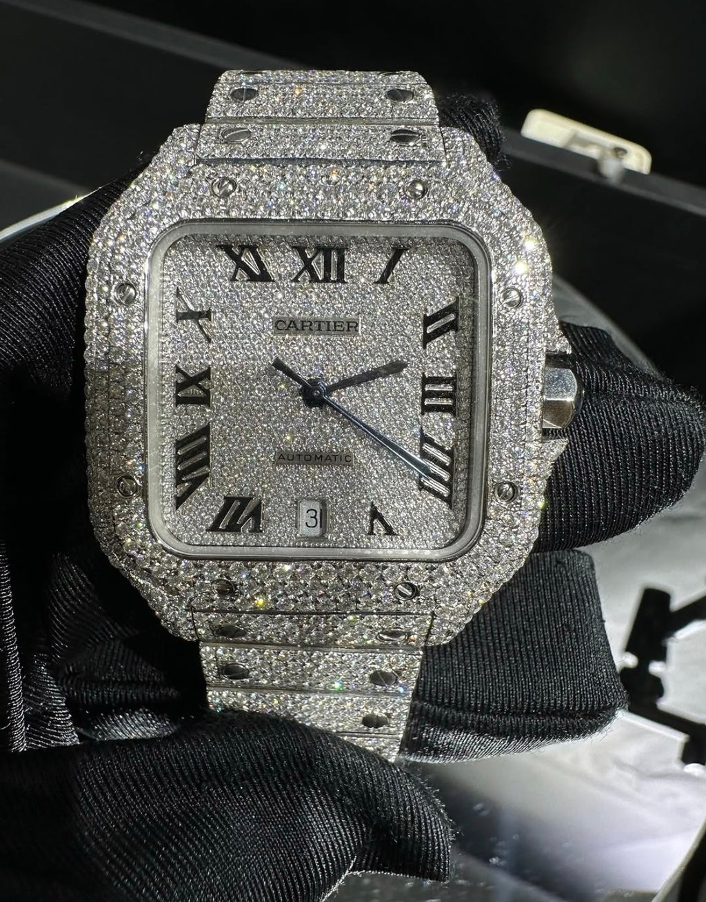 VVS-1 Moissanite Diamond Watch With Box & Papers