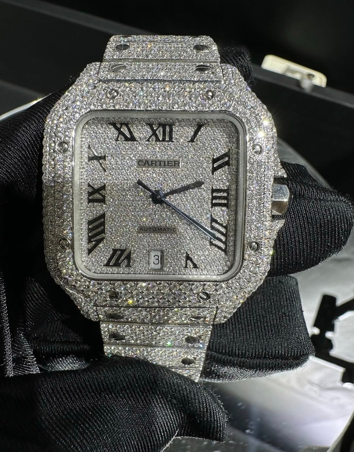 VVS-1 Moissanite Diamond Watch With Box & Papers