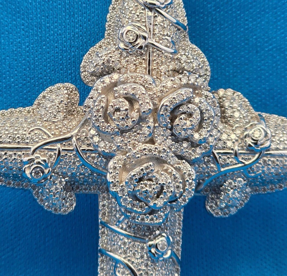 Moissanite 3.25 ctw Rose Flower Jesus Pendant