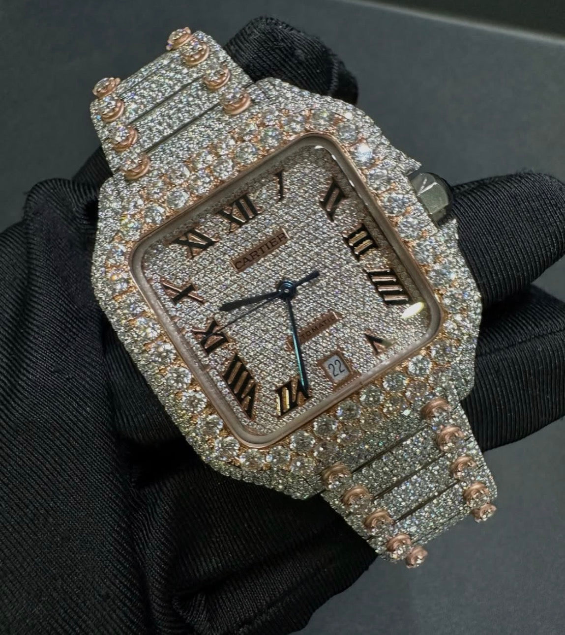 VVS-1 Moissanite Diamond Watch With Box & Papers