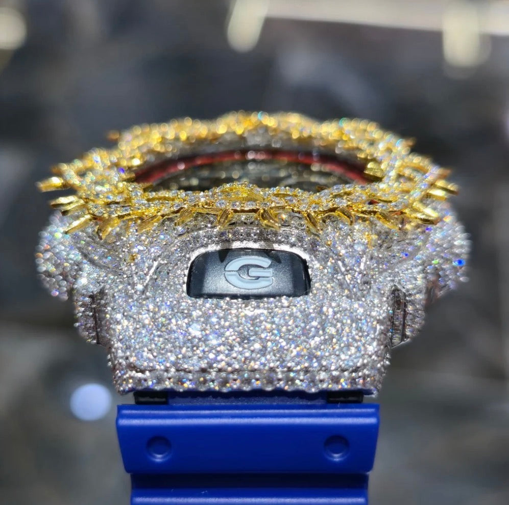 Iced Out G-Shock Watch Authentic VVS Moissanite Barbed Wire Two Tone