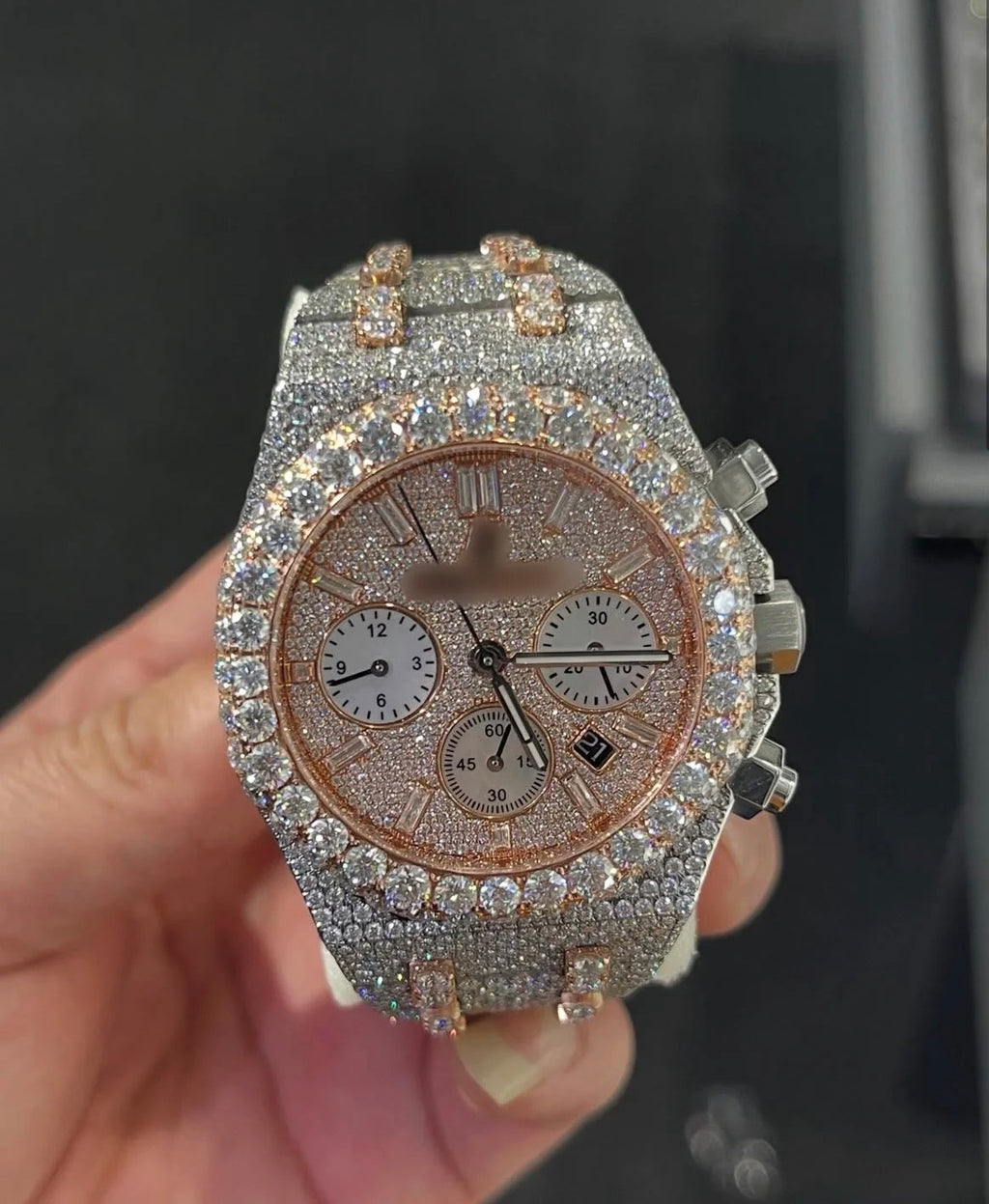 VVS-1 Moissanite Watch With Box & Papers (WATCH ARRIVES WITH LOGOS)