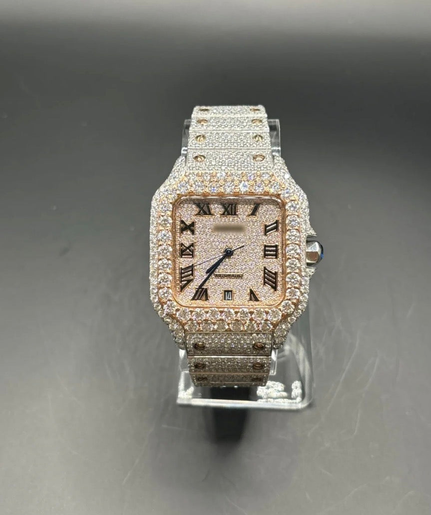 TWO-TONE ROSE SQUARE MOISSANITE WATCH (40MM)