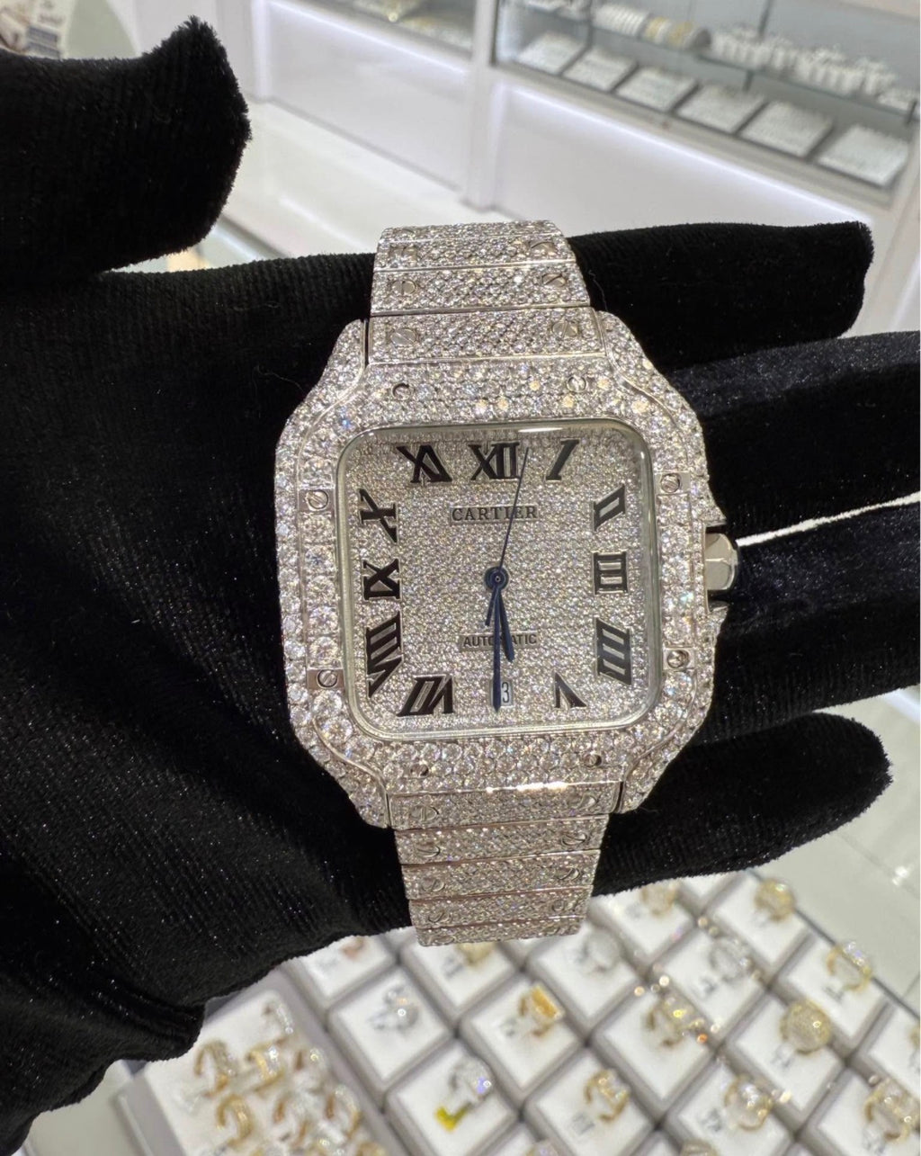 VVS-1 Moissanite Diamond Watch With Box & Papers