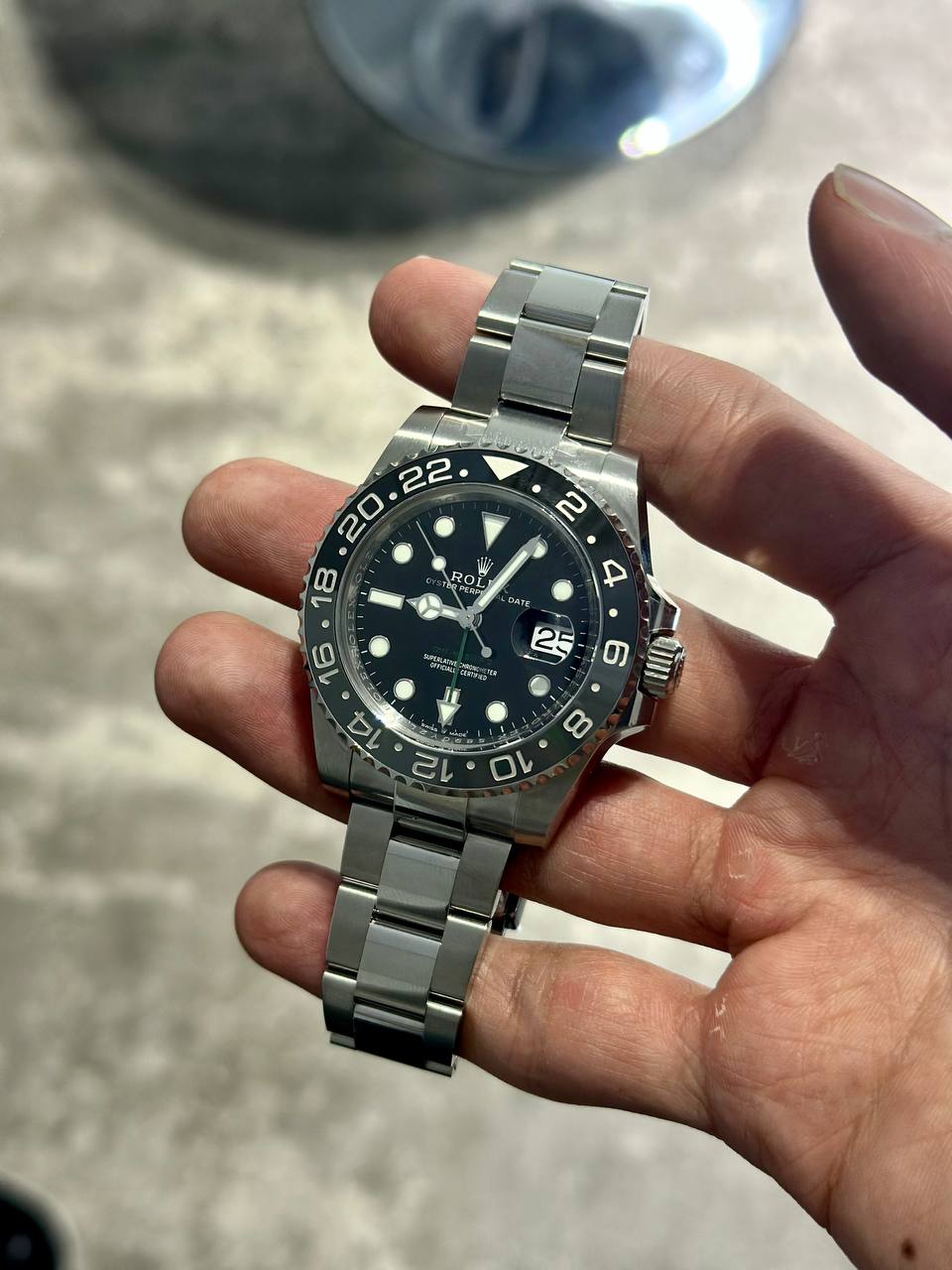 Silver Black Dial Watch