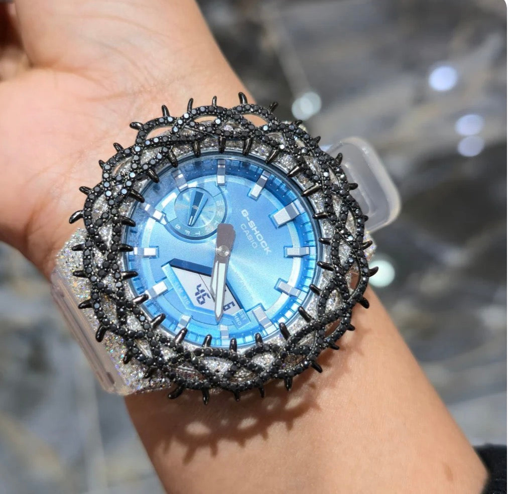 VVS Moissanite G Shock Original Watch Transparent Rubber Band