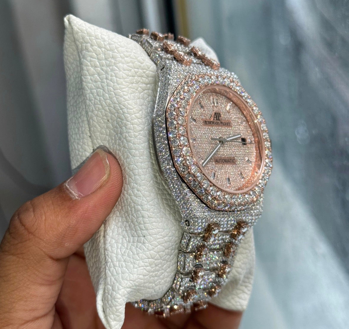 VVS-1 Moissanite Diamond Watch With Box & Papers