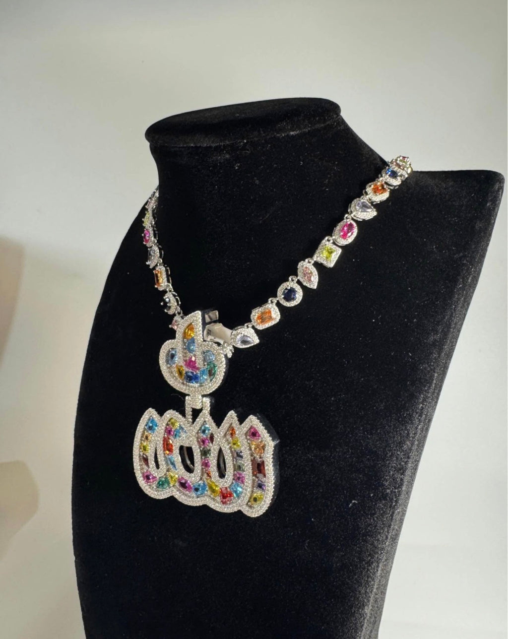 Moissanite with gem stones chain and charm available