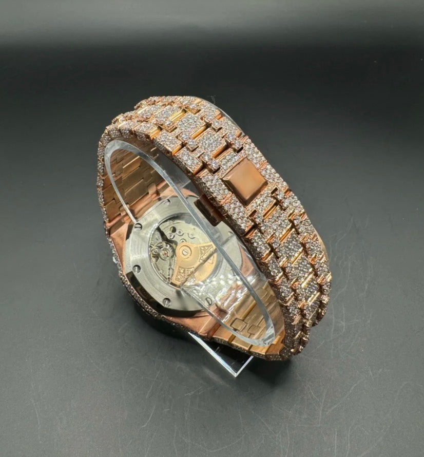 FULL ROSE MOISSANITE WATCH (41MM)