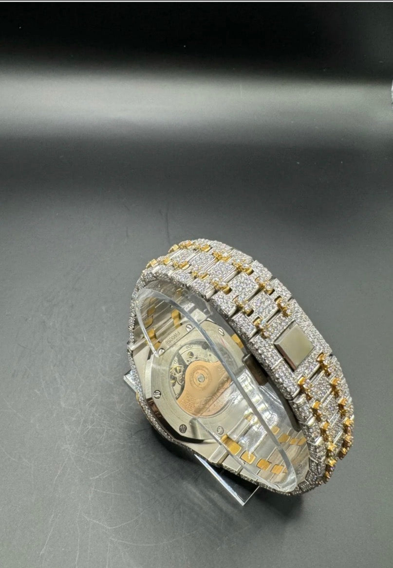 TWO-TONE YELLOW MOISSANITE WATCH (41MM)
