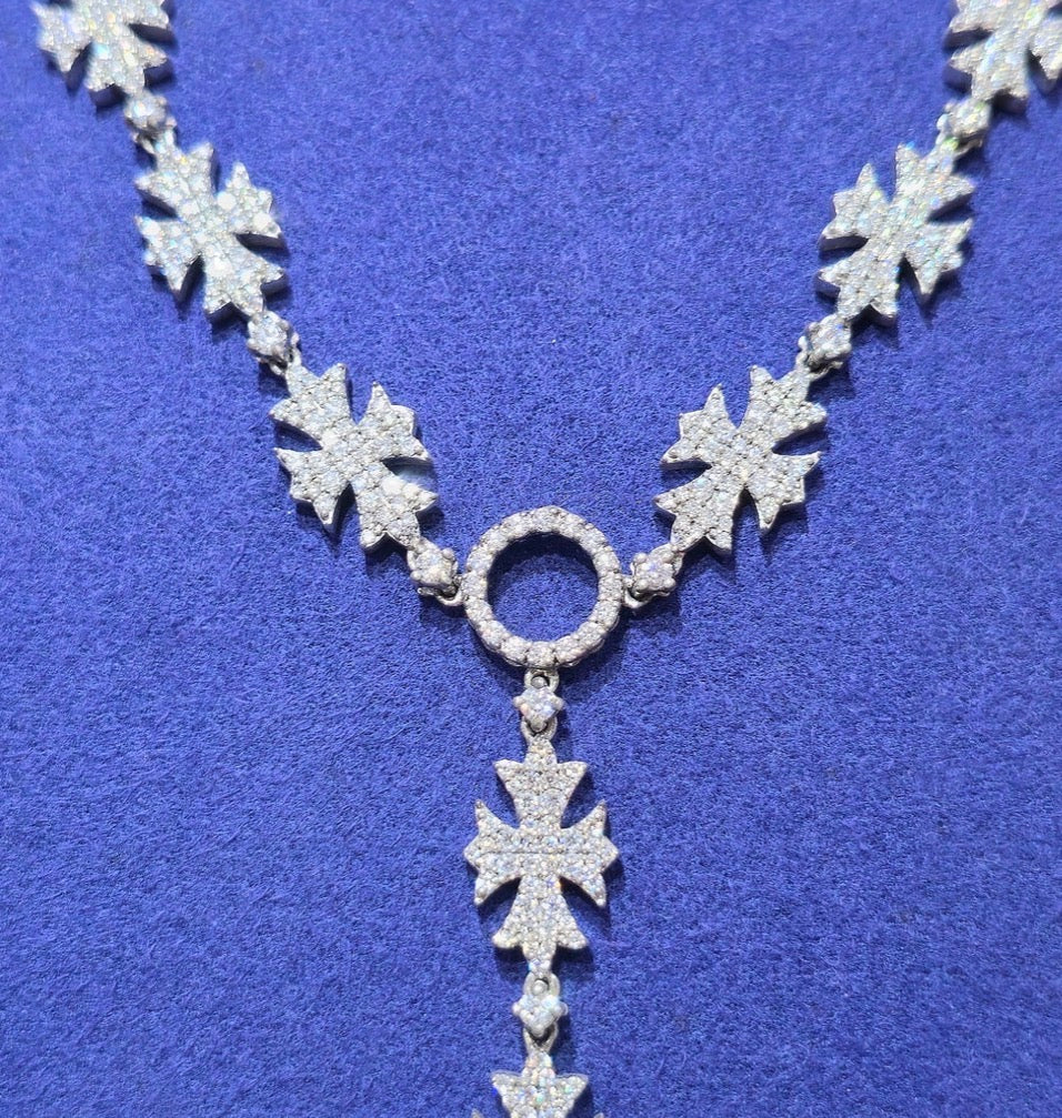 Moissanite Flared Cross Rosary Chain 12.42 ctw