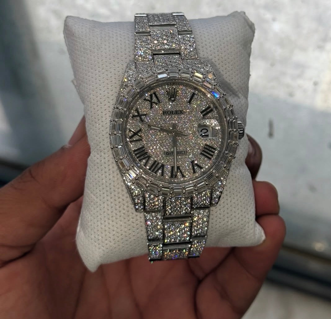VVS-1 Moissanite Diamond Watch With Box & Papers