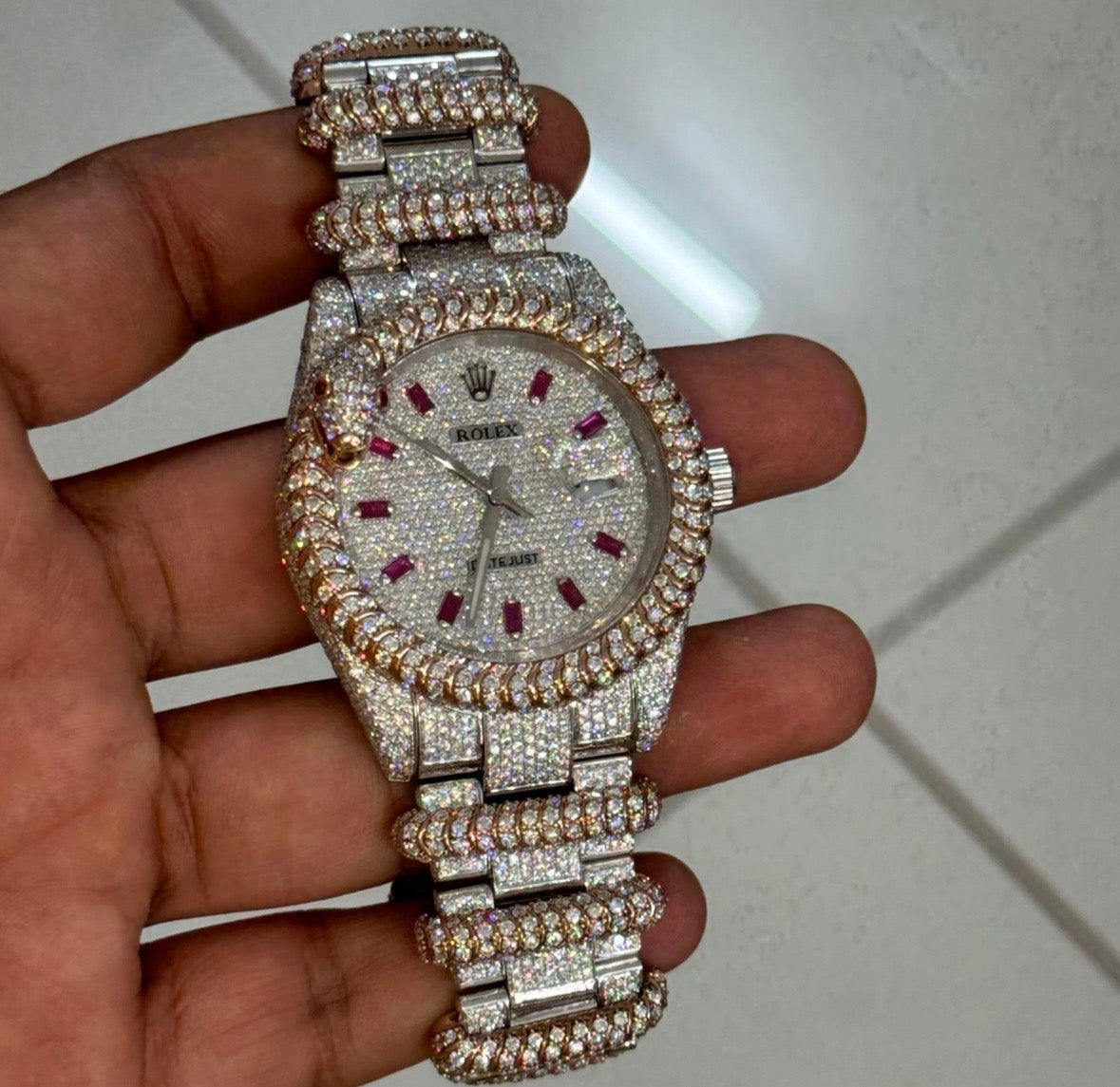 VVS-1 Moissanite Diamond Watch With Box & Papers