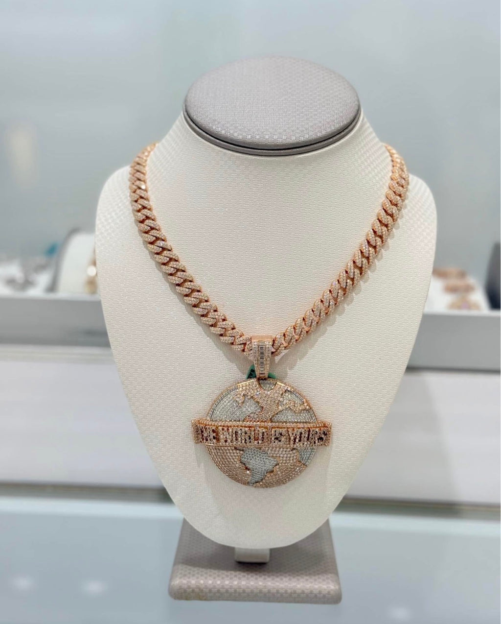 Sterling Silver Rose Gold Custom Pendant & Miami Cuban With 30 CT VVS D Color Moissanite Diamonds