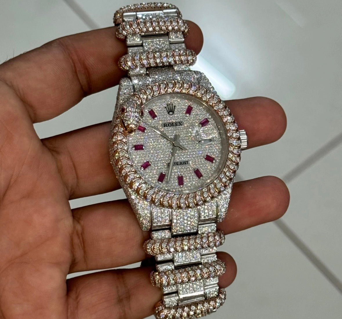 VVS-1 Moissanite Diamond Watch With Box & Papers