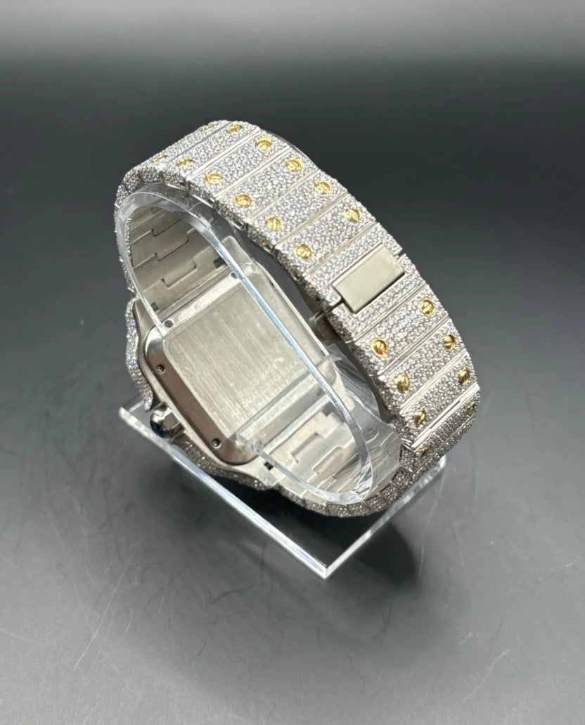 TWO-TONE YELLOW SQUARE MOISSANITE WATCH (40MM)
