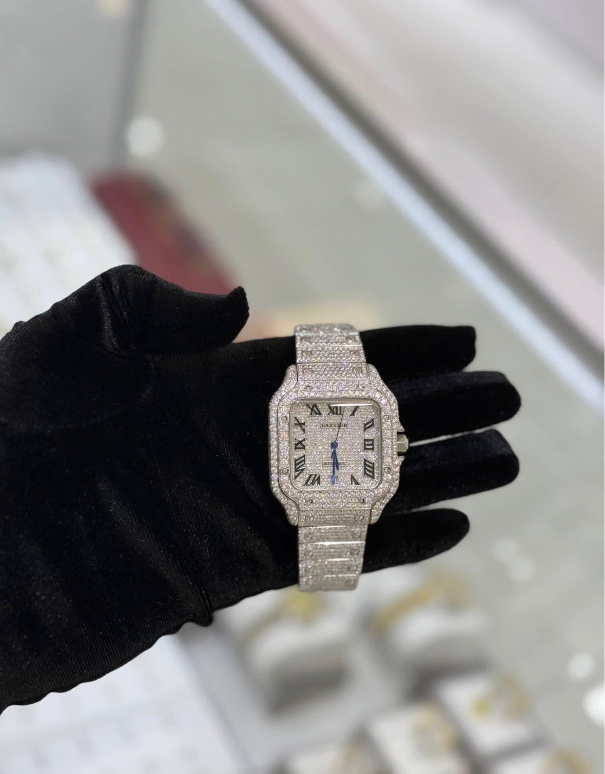 VVS-1 Moissanite Diamond Watch With Box & Papers