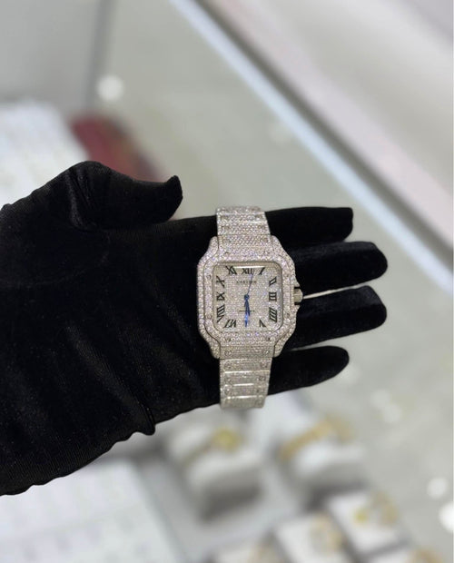 VVS-1 Moissanite Diamond Watch With Box & Papers