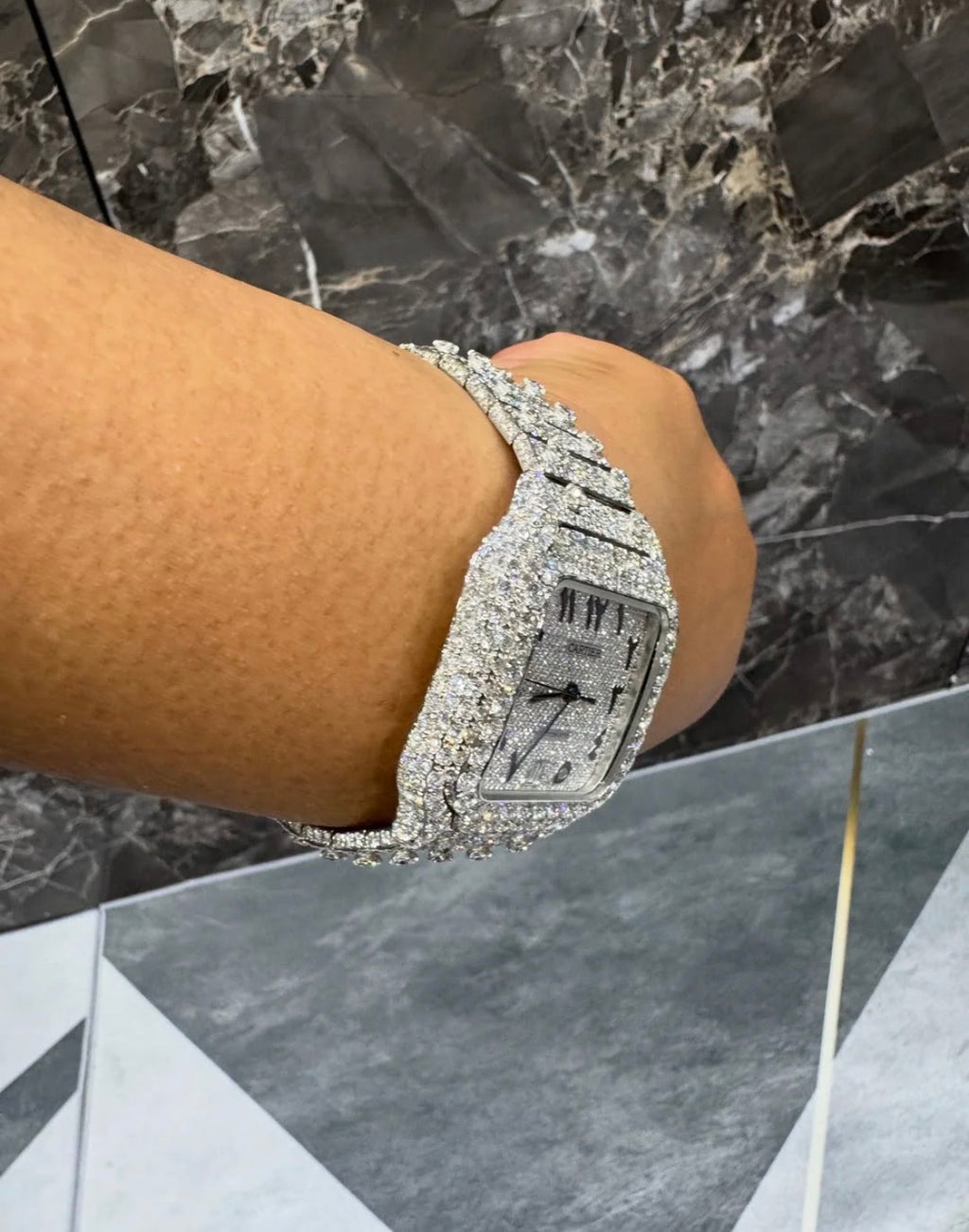 VVS-1 Moissanite Diamond Watch With Box & Papers