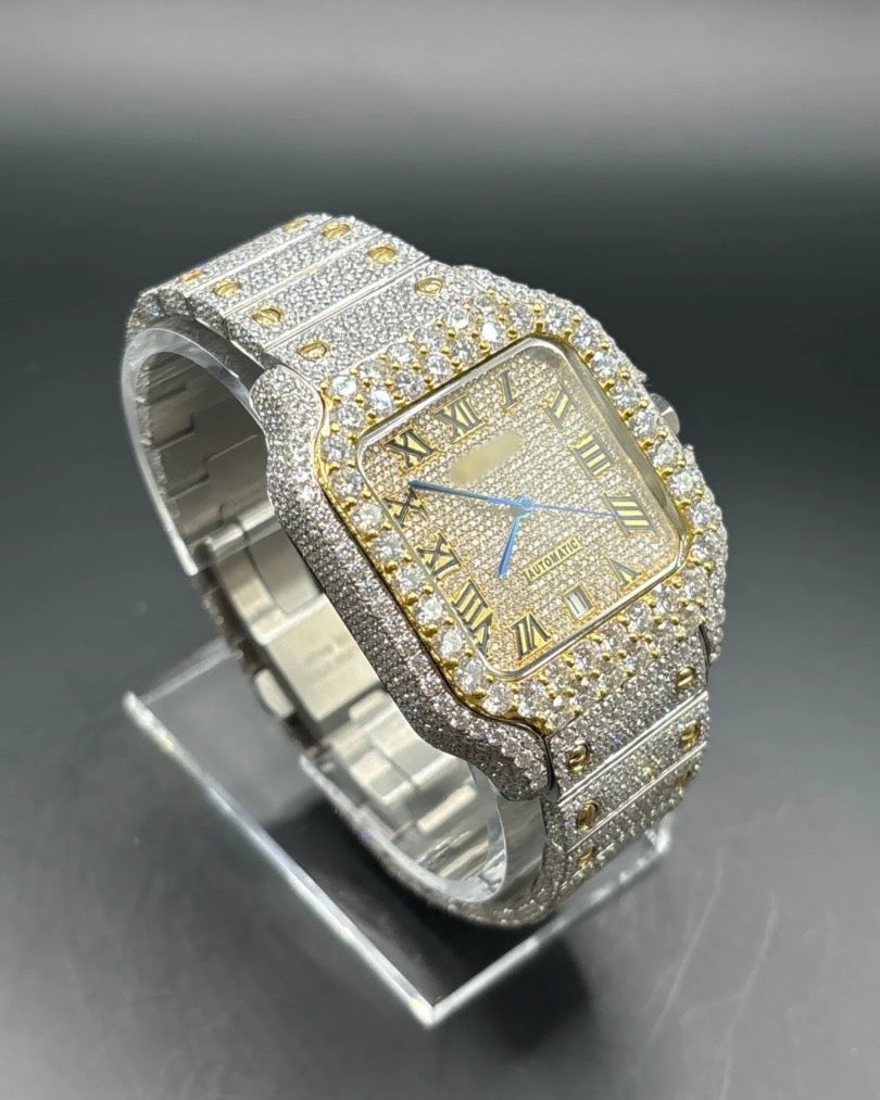 TWO-TONE YELLOW SQUARE MOISSANITE WATCH (40MM)