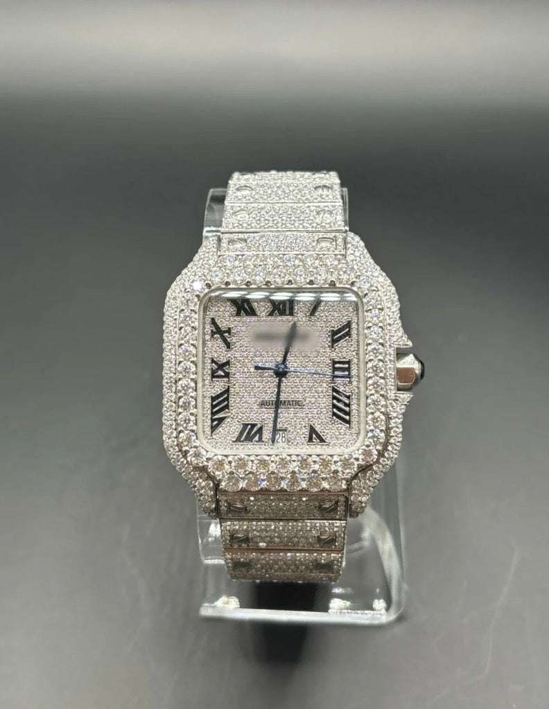 WHITE SQUARE MOISSANITE WATCH (40MM)