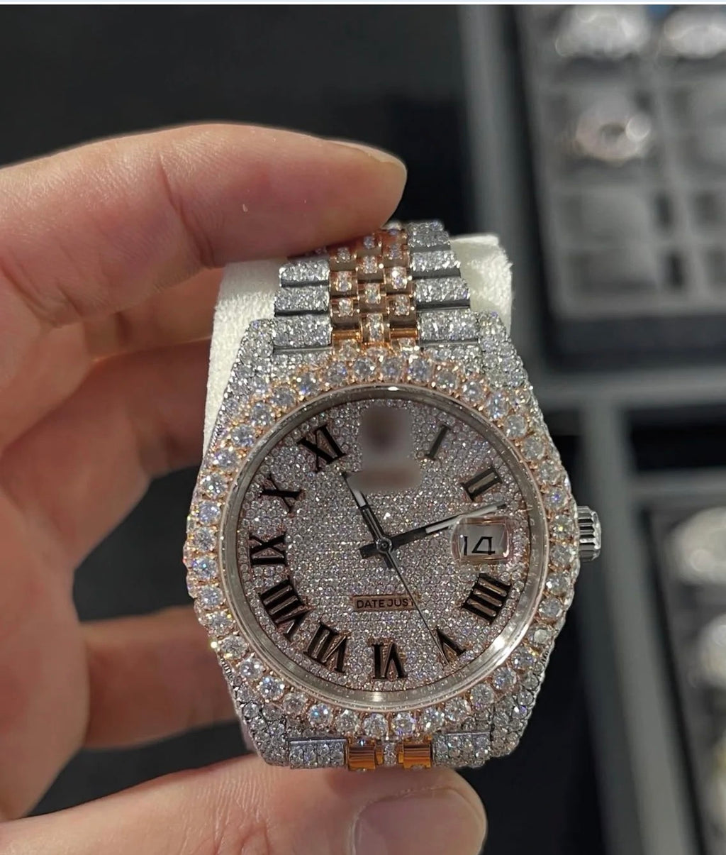 VVS-1 Moissanite Watch With Box & Papers (WATCH ARRIVES WITH LOGOS)