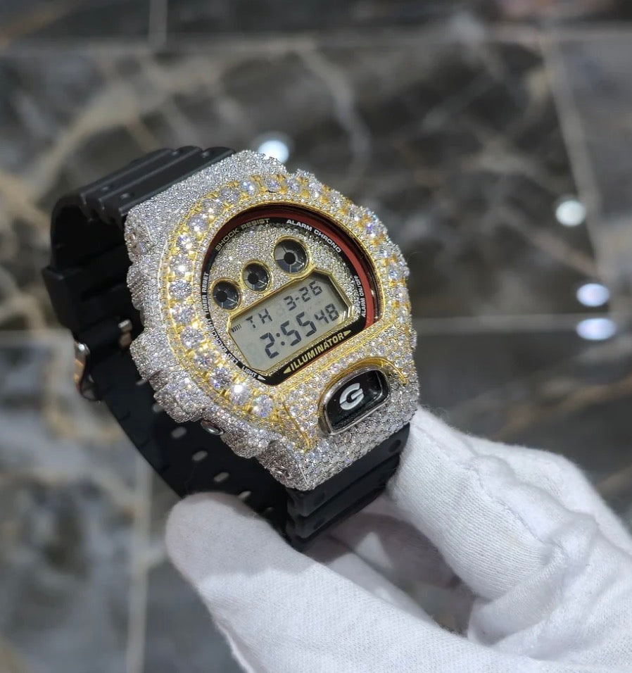 Moissanite Fully Iced Out G-SHOCK DW-6900U – VVS D Color, | Big Pointers