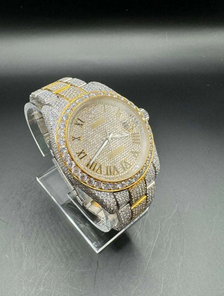 TWO-TONE YELLOW MOISSANITE WATCH