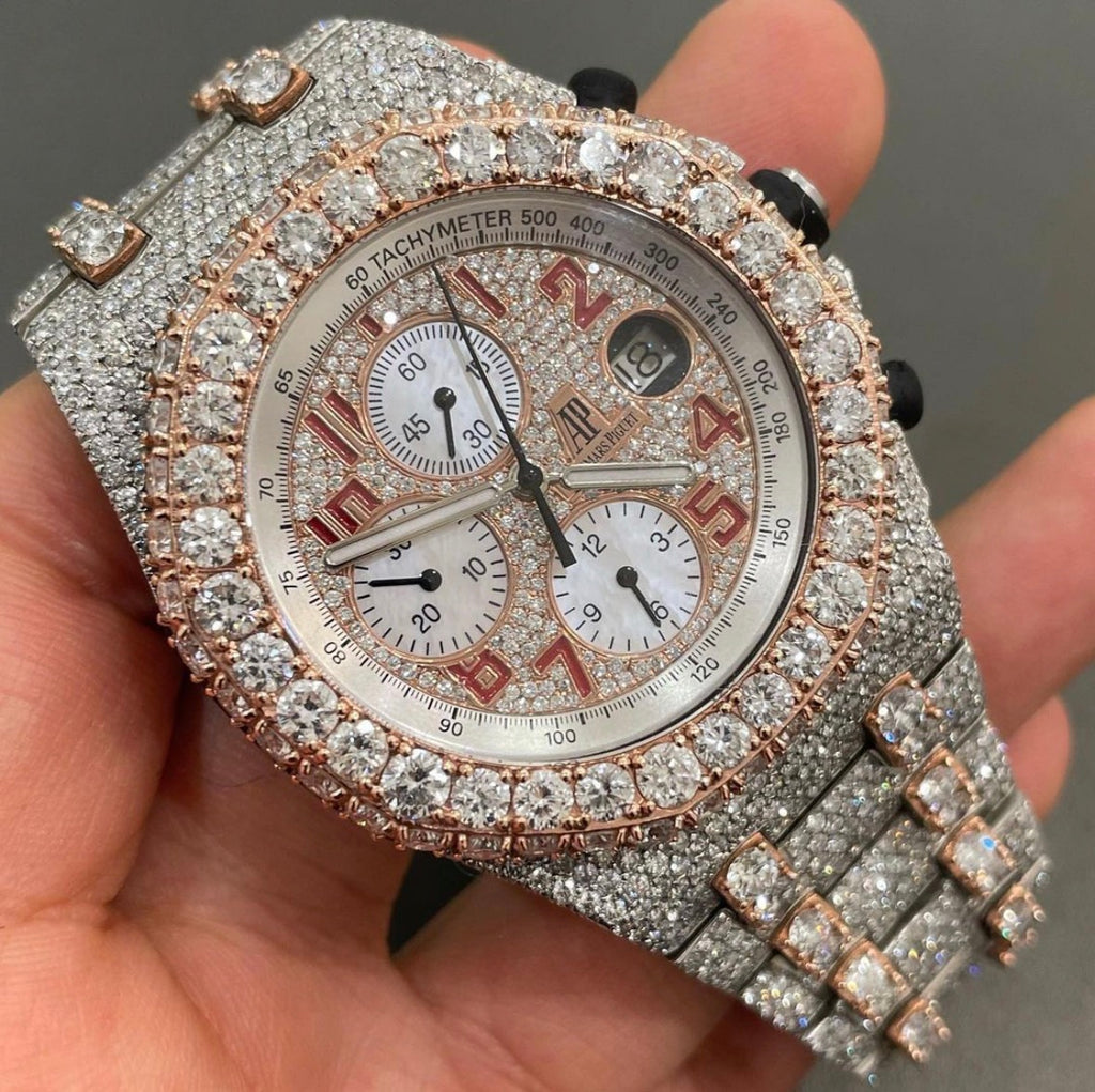 VVS-1 Moissanite Diamond Watch With Box & Papers