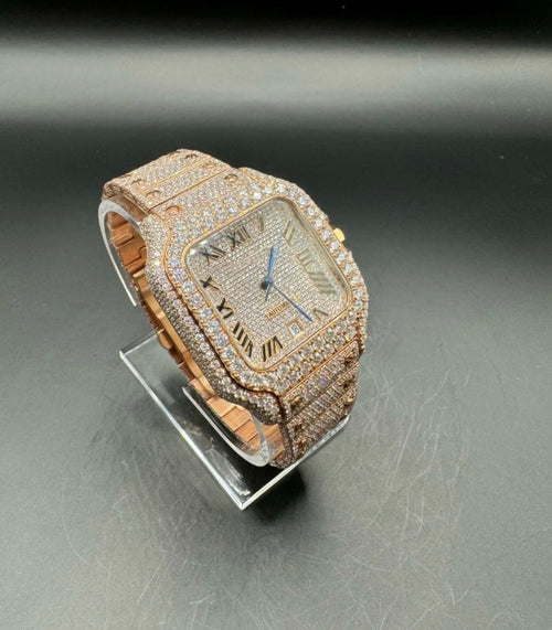 FULL ROSE SQUARE MOISSANITE WATCH (40MM)
