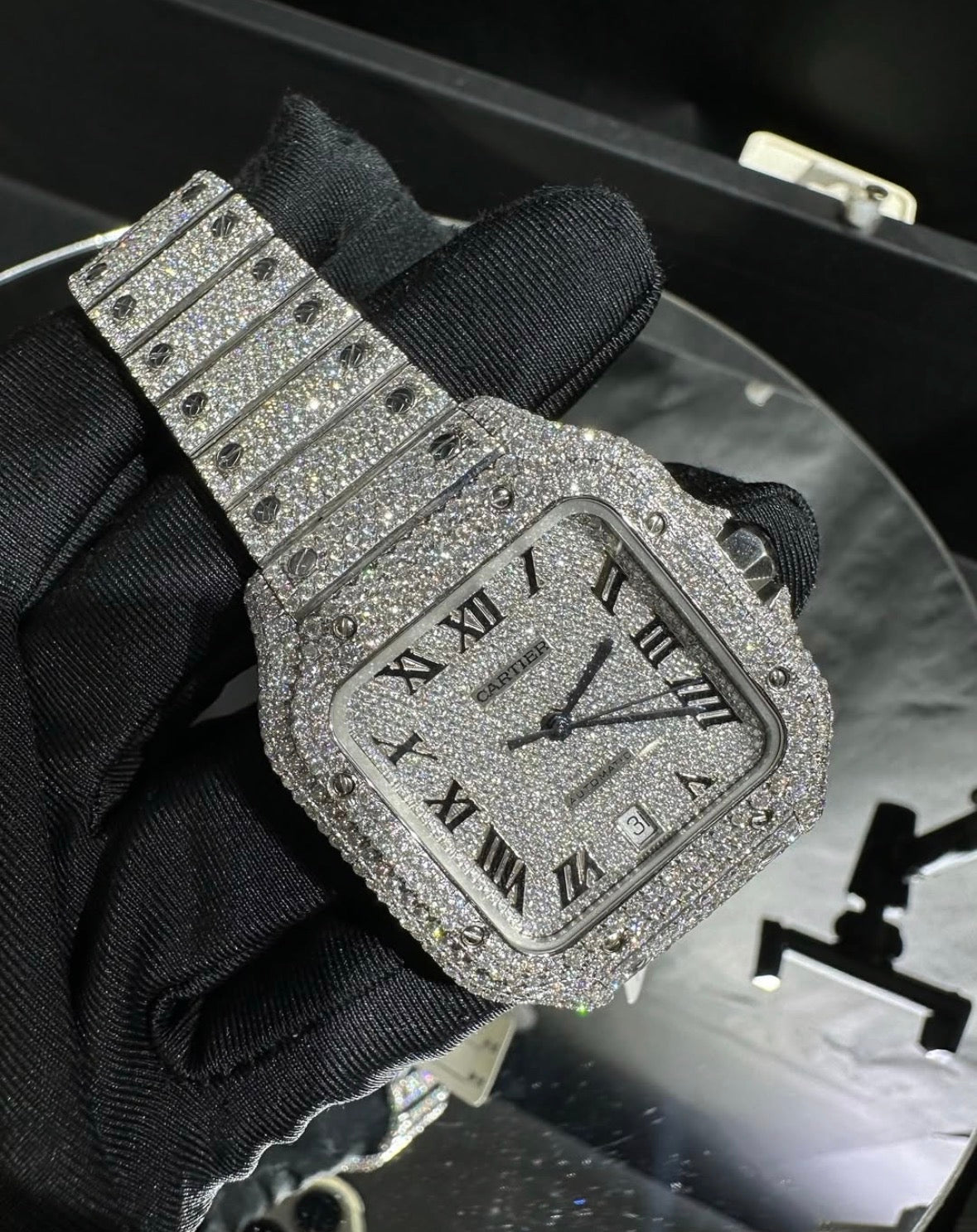 VVS-1 Moissanite Diamond Watch With Box & Papers