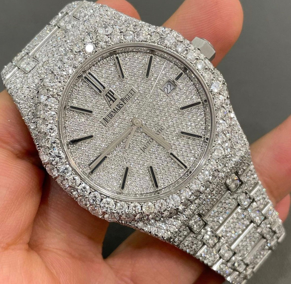 VVS-1 Moissanite Diamond Watch With Box & Papers