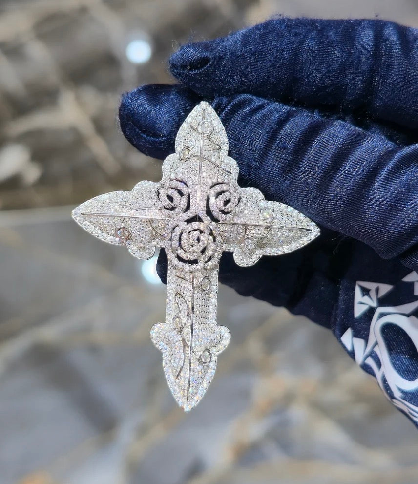 Moissanite 3.25 ctw Rose Flower Jesus Pendant