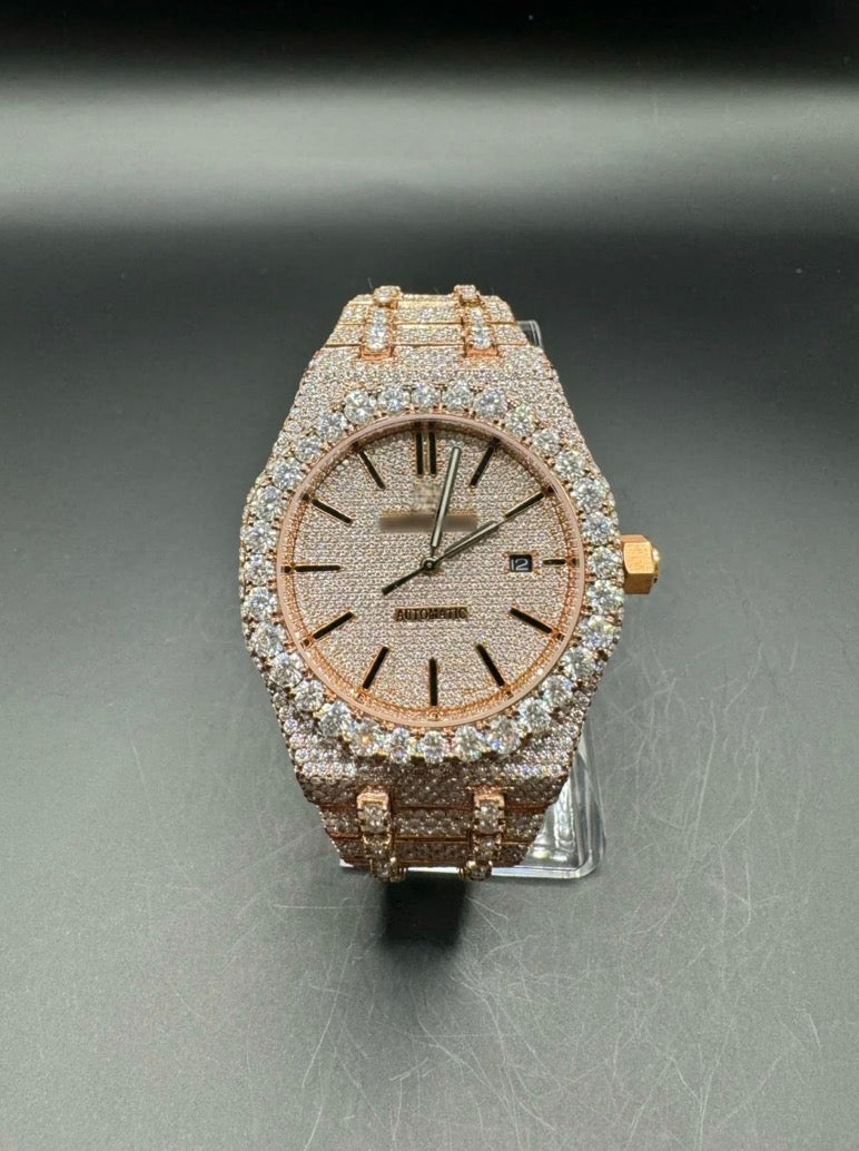 FULL ROSE MOISSANITE WATCH (41MM)