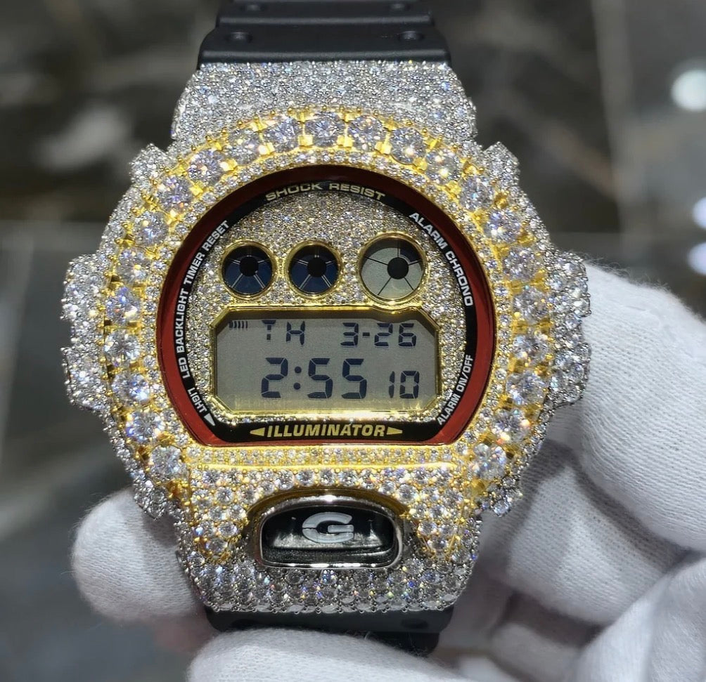 Moissanite Fully Iced Out G-SHOCK DW-6900U – VVS D Color, | Big Pointers