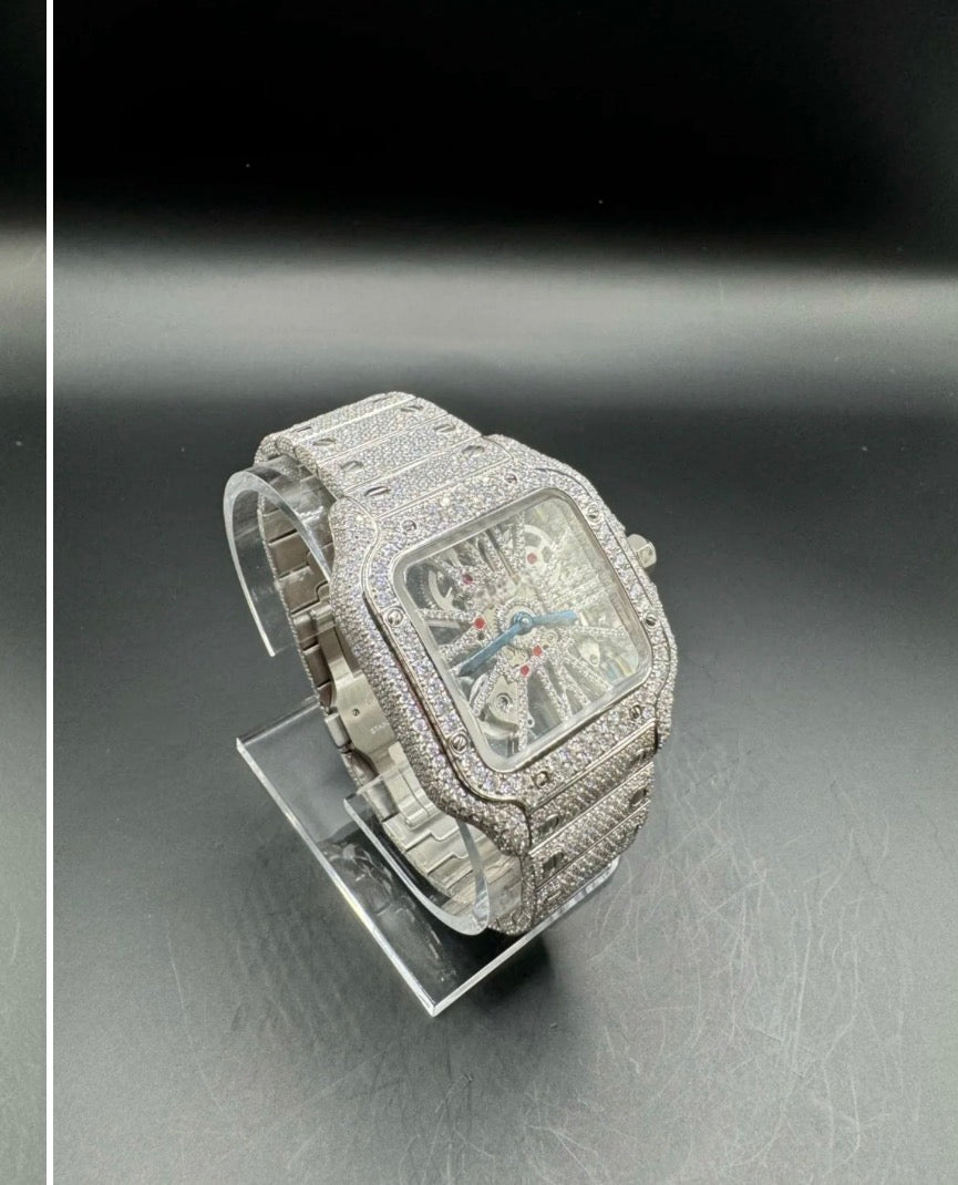 SKELETON SQUARE MOISSANITE WATCH (40MM)
