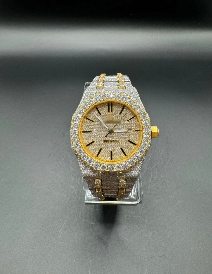TWO-TONE YELLOW MOISSANITE WATCH (41MM)
