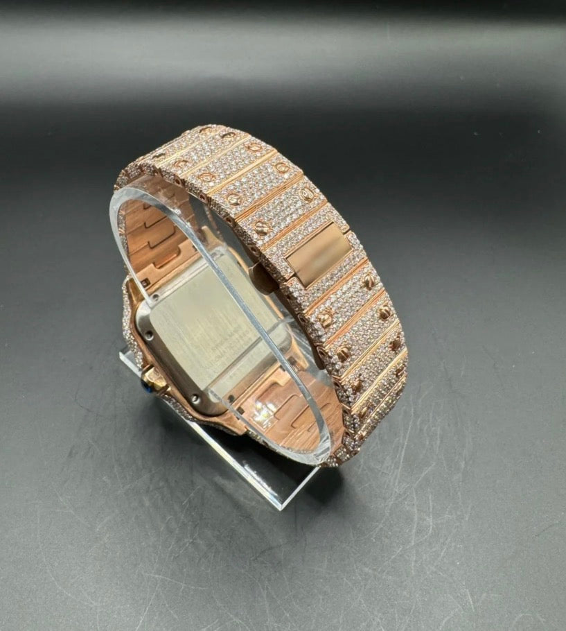 FULL ROSE SQUARE MOISSANITE WATCH (40MM)