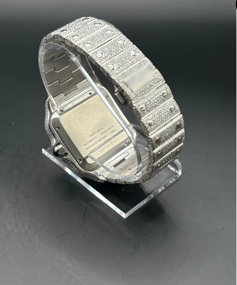 WHITE SQUARE MOISSANITE WATCH (40MM)