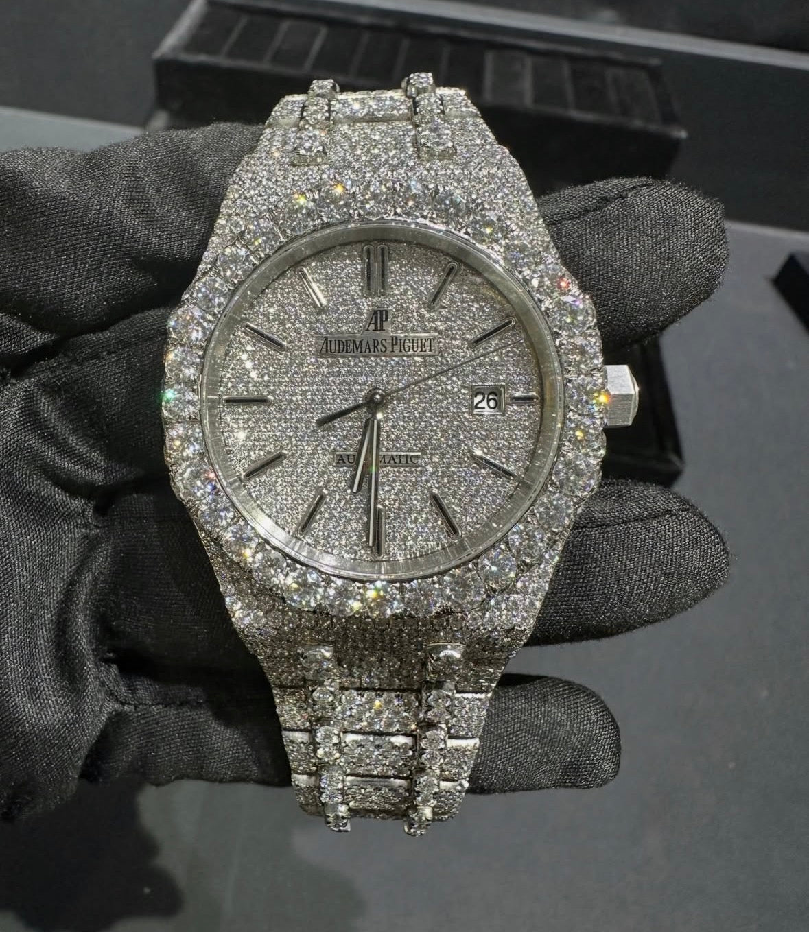 VVS-1 Moissanite Diamond Watch With Box & Papers