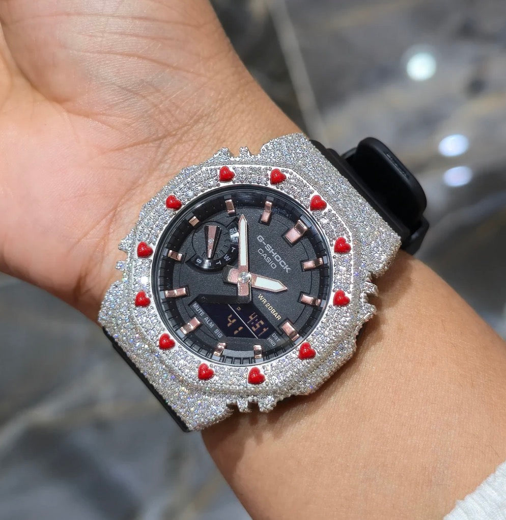 Heart Bezel Moissanite G-Shock Watch