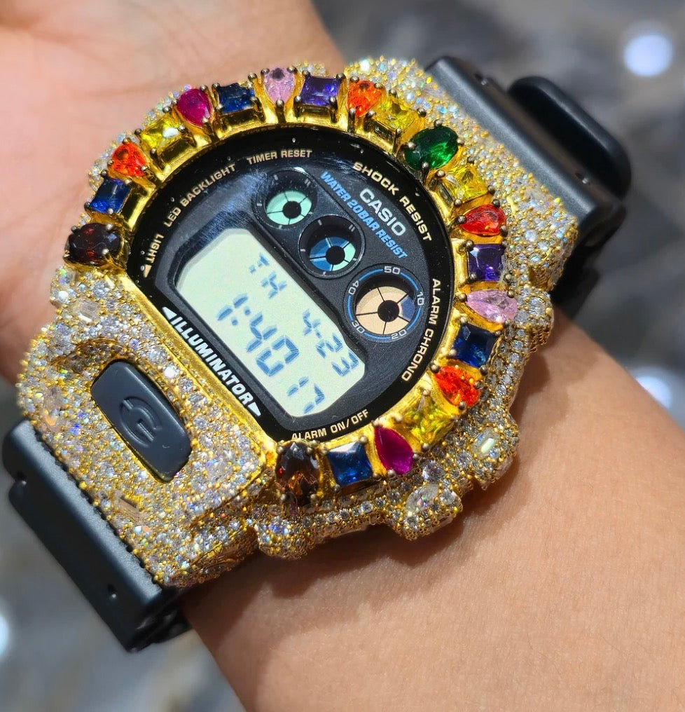 Rainbow Moissanite Bezel G-Shock Watch