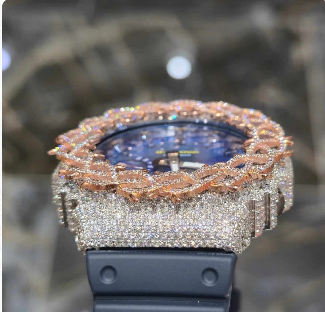 Iced Out G-Shock Watch Authentic VVS Moissanite Barbed Wire Two Tone | BlueFace

Regular Price