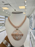 Sterling Silver Rose Gold Custom Pendant & Miami Cuban With 30 CT VVS D Color Moissanite Diamonds