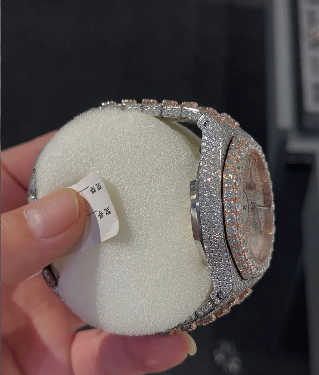 VVS-1 Moissanite Watch With Box & Papers (WATCH ARRIVES WITH LOGOS)