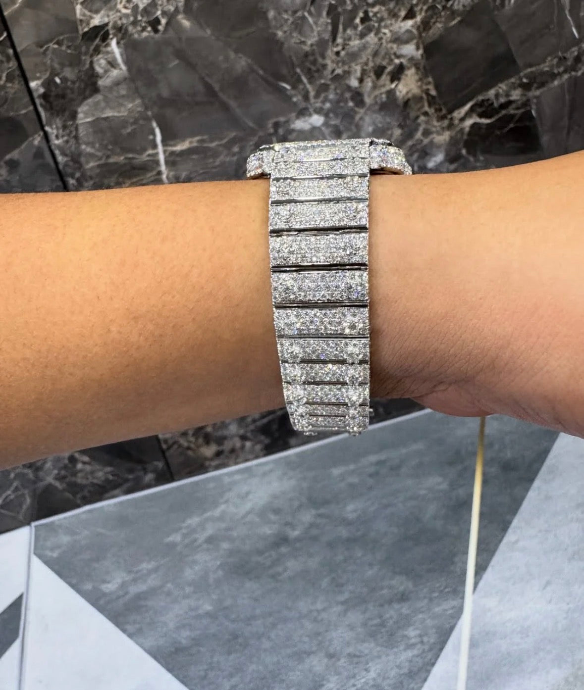 VVS-1 Moissanite Diamond Watch With Box & Papers