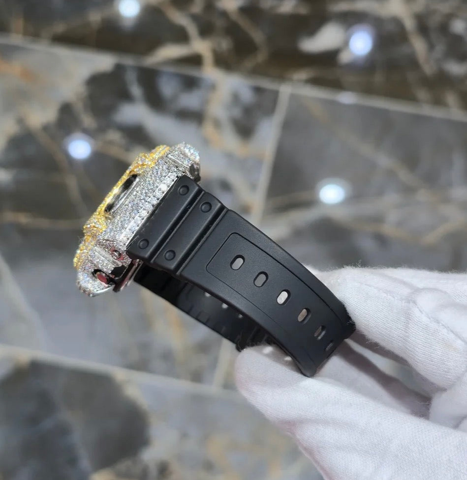 Moissanite Fully Iced Out G-SHOCK DW-6900U – VVS D Color, | Big Pointers