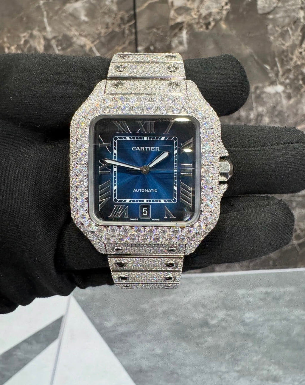 VVS-1 Moissanite Diamond Watch With Box & Papers