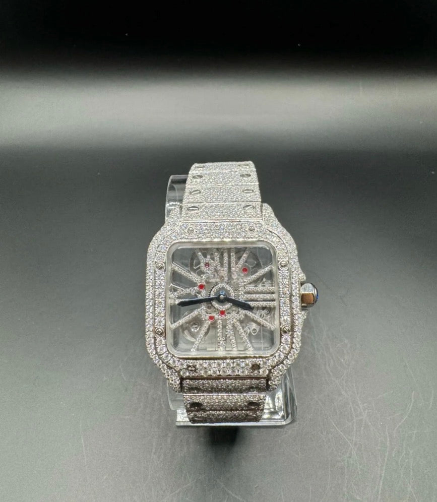SKELETON SQUARE MOISSANITE WATCH (40MM)